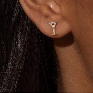 NEW Uncommon James Gold Martini Stud Earrings